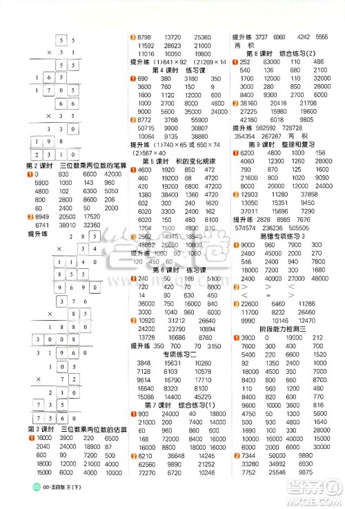 江西教育出版社2025年春阳光同学计算小达人三年级数学下册青岛版五四制答案 江西教育出版社2025年春阳光同学计算小达人三年级数学下册青岛版五四制答案