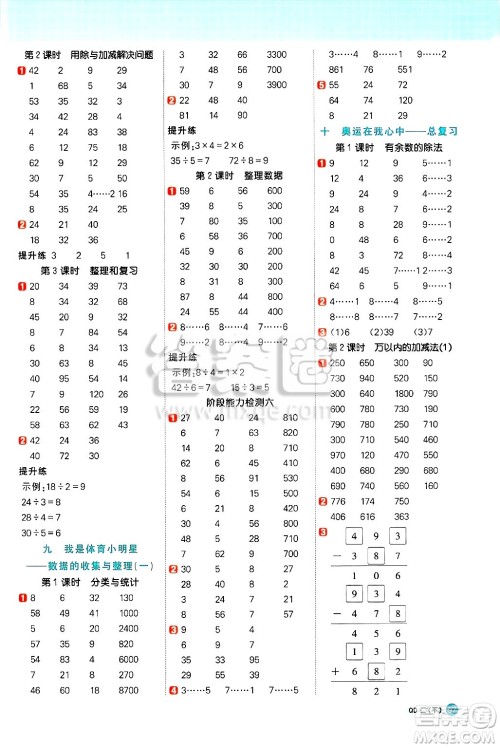 江西教育出版社2025年春阳光同学计算小达人二年级数学下册青岛版答案