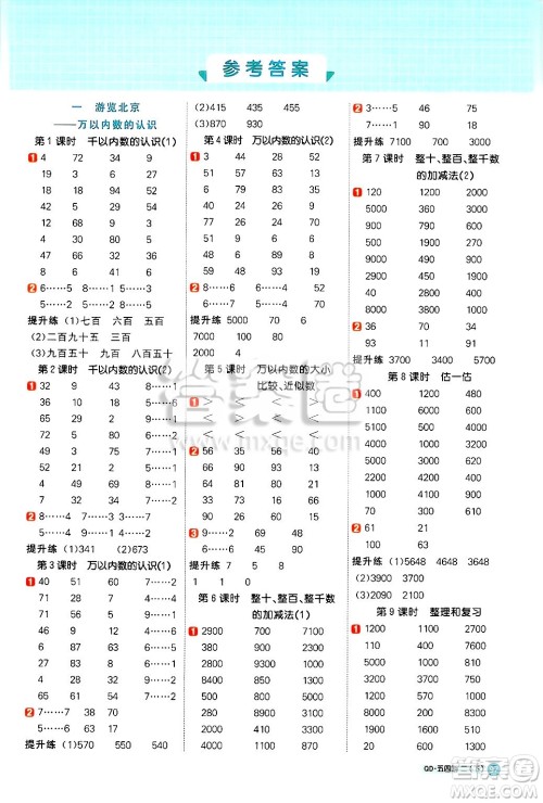 江西教育出版社2025年春阳光同学计算小达人二年级数学下册青岛版五四制答案