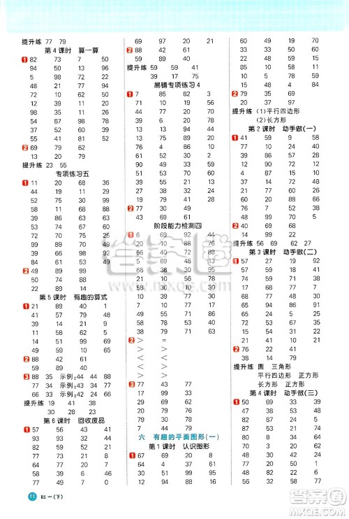 江西教育出版社2025年春阳光同学计算小达人一年级数学下册北师大版四川专版答案