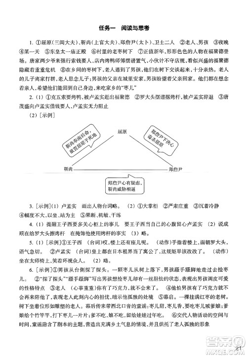 浙江教育出版社2025年春语文作业本九年级语文下册通用版答案