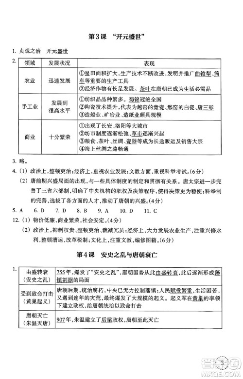 浙江教育出版社2025年春历史作业本七年级历史下册通用版答案 浙江教育出版社2025年春历史作业本七年级历史下册通用版答案