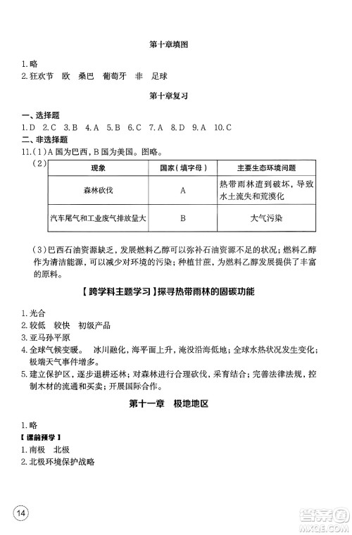 浙江教育出版社2025年春地理作业本七年级地理下册通用版答案 浙江教育出版社2025年春地理作业本七年级地理下册通用版答案