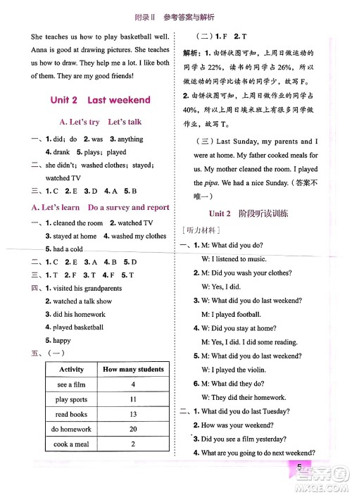 龙门书局2025年春黄冈小状元作业本六年级英语下册人教PEP版答案