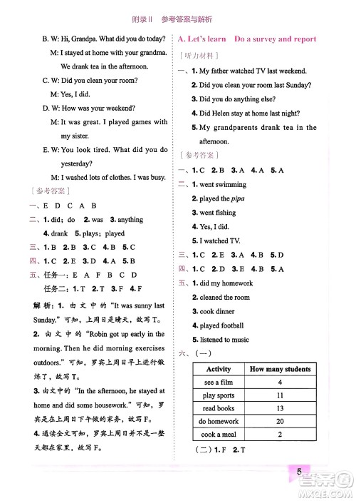 龙门书局2025年春黄冈小状元作业本六年级英语下册人教PEP版广东专版答案