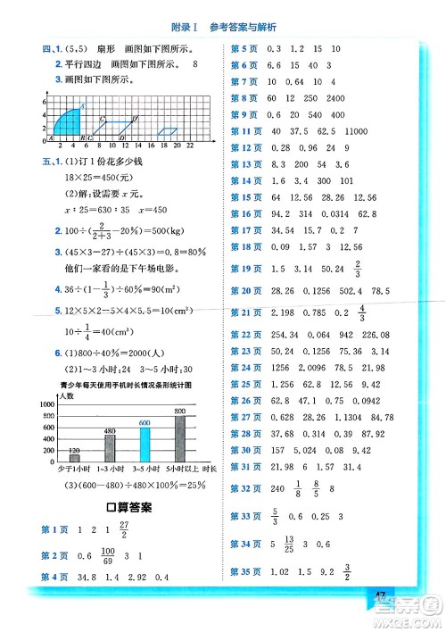 龙门书局2025年春黄冈小状元作业本六年级数学下册人教版浙江专版答案
