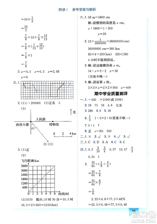 龙门书局2025年春黄冈小状元作业本六年级数学下册人教版广东专版答案