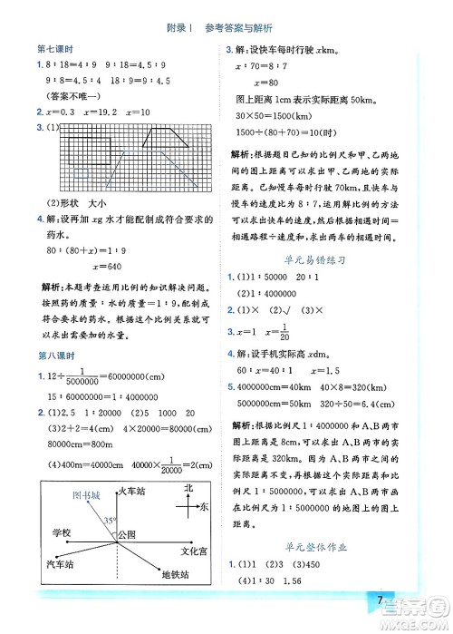 龙门书局2025年春黄冈小状元作业本六年级数学下册北师大版广东专版答案