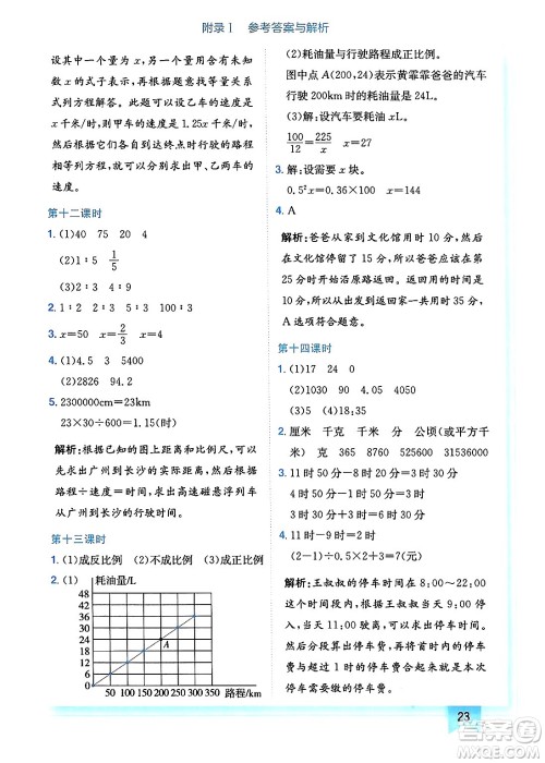 龙门书局2025年春黄冈小状元作业本六年级数学下册北师大版广东专版答案