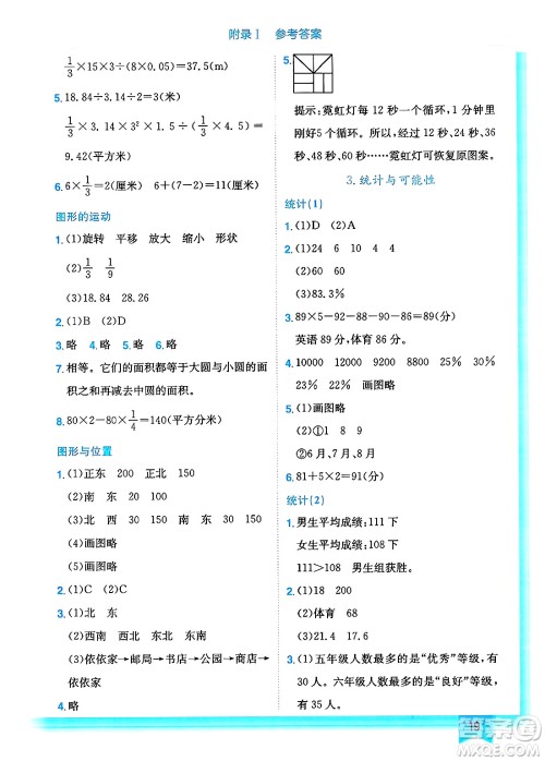 龙门书局2025年春黄冈小状元作业本六年级数学下册江苏版答案