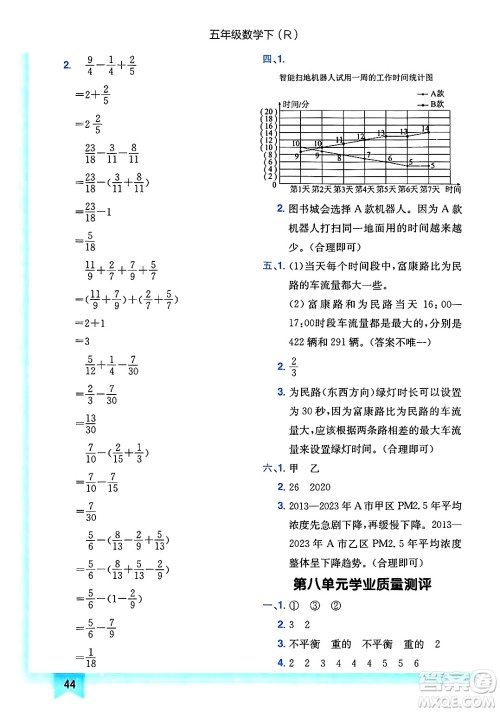 龙门书局2025年春黄冈小状元作业本五年级数学下册人教版答案