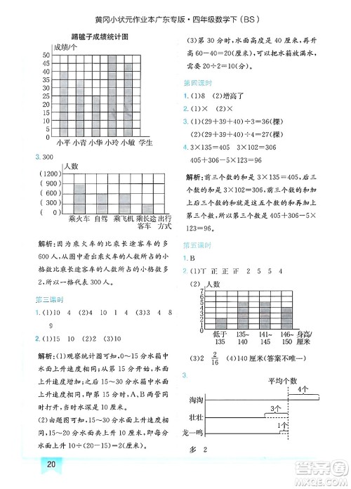 龙门书局2025年春黄冈小状元作业本四年级数学下册北师大版广东专版答案 龙门书局2025年春黄冈小状元作业本四年级数学下册北师大版广东专版答案