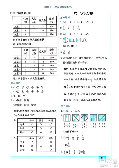 龙门书局2025年春黄冈小状元作业本三年级数学下册北师大版广东专版答案