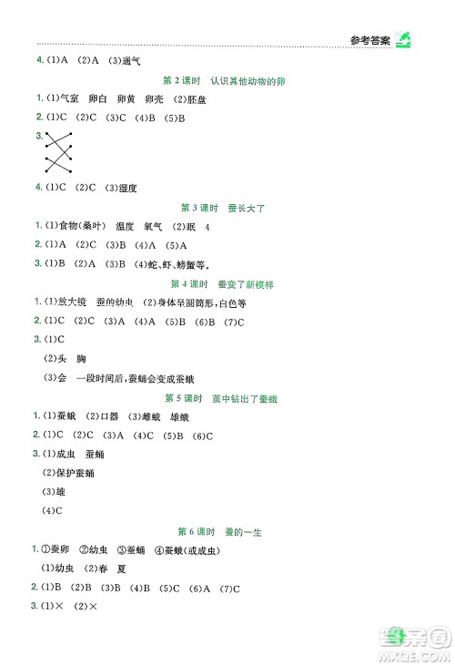 龙门书局2025年春黄冈小状元作业本三年级科学下册教科版答案 龙门书局2025年春黄冈小状元作业本三年级科学下册教科版答案