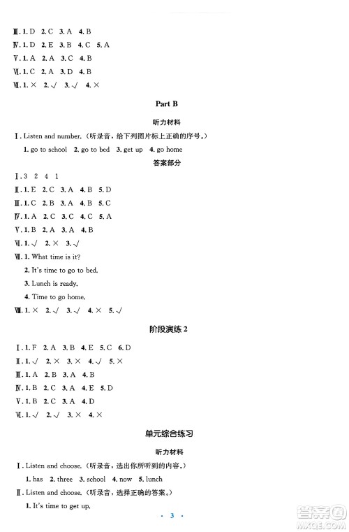 人民教育出版社2025年春人教金学典同步解析与测评学练考四年级英语下册人教版答案