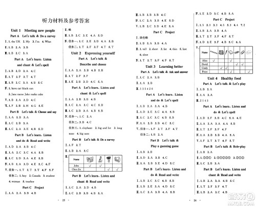 人民教育出版社2025年春同步解析与测评学练考三年级英语下册人教版答案