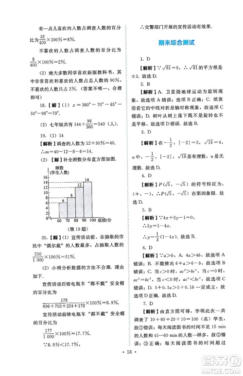人民教育出版社2025年春人教金学典同步练习册同步解析与测评七年级数学下册人教版答案