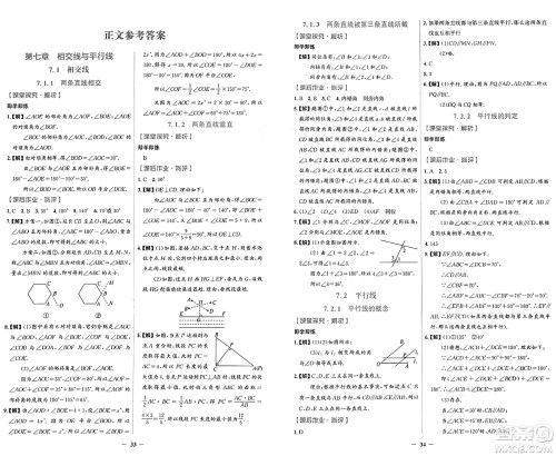 人民教育出版社2025年春同步解析与测评学练考七年级数学下册人教版吉林专版答案