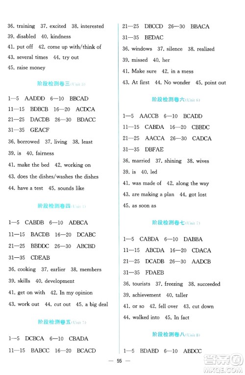人民教育出版社2025年春人教金学典同步练习册同步解析与测评八年级英语下册人教版云南专版答案