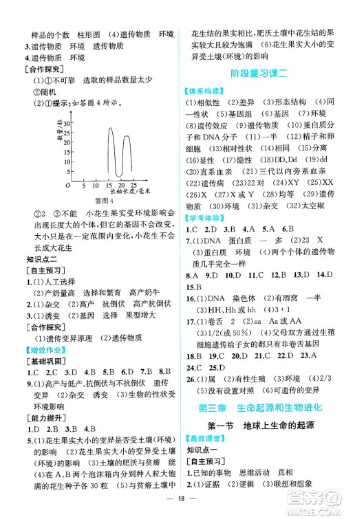 人民教育出版社2025年春人教金学典同步练习册同步解析与测评八年级生物下册人教版云南专版答案