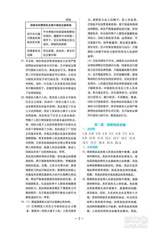 人民教育出版社2025年春人教金学典同步练习册同步解析与测评八年级道德与法治下册人教版答案 人民教育出版社2025年春人教金学典同步练习册同步解析与测评八年级道德与法治下册人教版答案