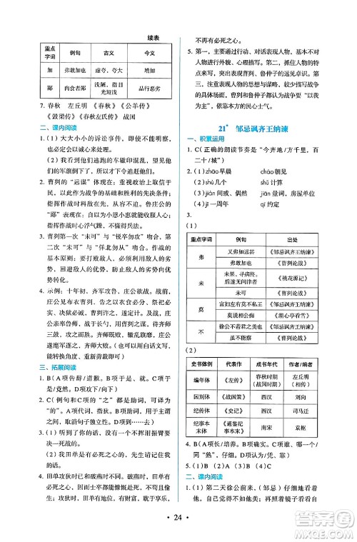 人民教育出版社2025年春人教金学典同步练习册同步解析与测评九年级语文下册人教版答案 人民教育出版社2025年春人教金学典同步练习册同步解析与测评九年级语文下册人教版答案