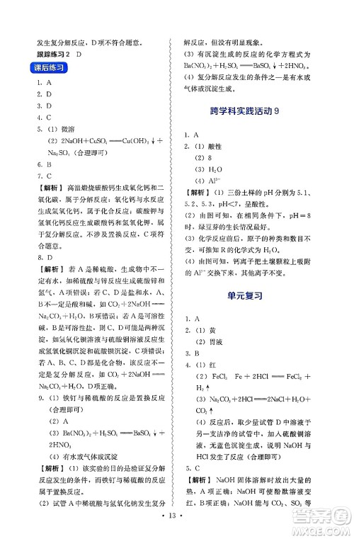 人民教育出版社2025年春人教金学典同步练习册同步解析与测评九年级化学下册人教版山西专版答案 人民教育出版社2025年春人教金学典同步练习册同步解析与测评九年级化学下册人教版山西专版答案