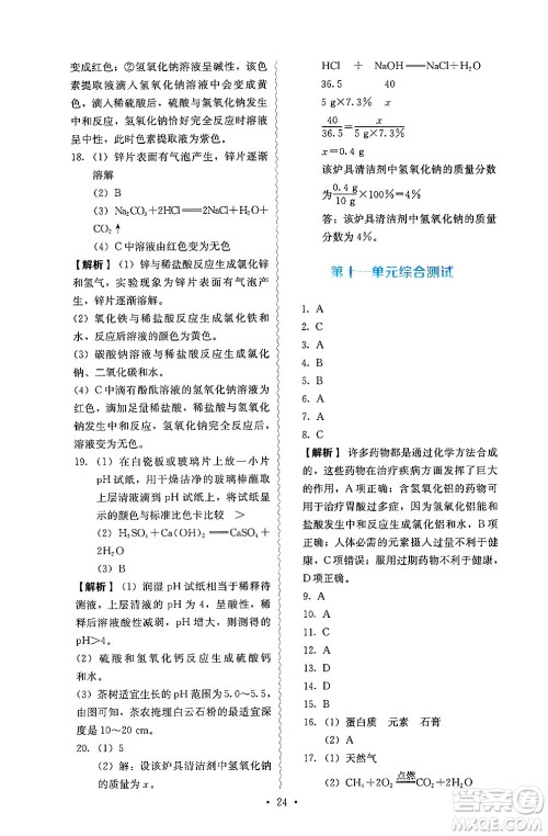 人民教育出版社2025年春人教金学典同步练习册同步解析与测评九年级化学下册人教版山西专版答案 人民教育出版社2025年春人教金学典同步练习册同步解析与测评九年级化学下册人教版山西专版答案