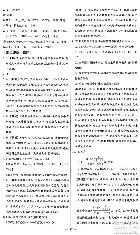 人民教育出版社2025年春同步解析与测评学练考九年级化学下册人教版广东专版答案 人民教育出版社2025年春同步解析与测评学练考九年级化学下册人教版广东专版答案