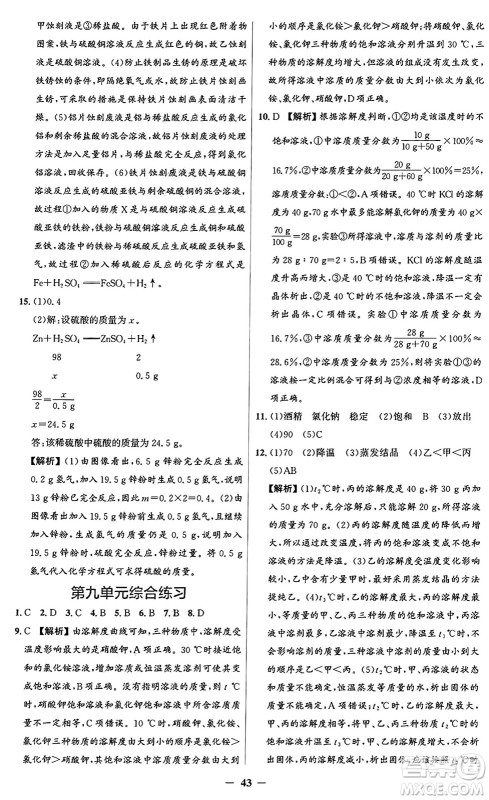 人民教育出版社2025年春同步解析与测评学练考九年级化学下册人教版广东专版答案 人民教育出版社2025年春同步解析与测评学练考九年级化学下册人教版广东专版答案