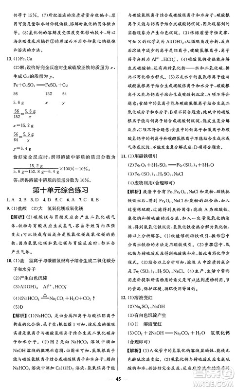 人民教育出版社2025年春同步解析与测评学练考九年级化学下册人教版广东专版答案 人民教育出版社2025年春同步解析与测评学练考九年级化学下册人教版广东专版答案