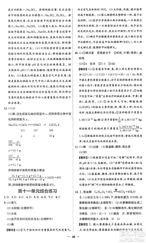 人民教育出版社2025年春同步解析与测评学练考九年级化学下册人教版广东专版答案 人民教育出版社2025年春同步解析与测评学练考九年级化学下册人教版广东专版答案