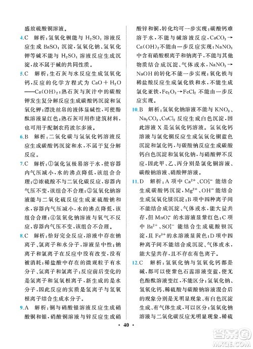 人民教育出版社2025年春同步解析与测评九年级化学下册人教版重庆专版答案 人民教育出版社2025年春同步解析与测评九年级化学下册人教版重庆专版答案