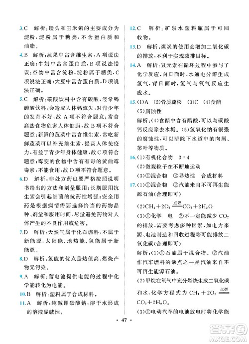 人民教育出版社2025年春同步解析与测评九年级化学下册人教版重庆专版答案 人民教育出版社2025年春同步解析与测评九年级化学下册人教版重庆专版答案