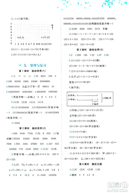广西师范大学出版社2025年春新课程学习与测评同步学习四年级数学下册苏教版答案 广西师范大学出版社2025年春新课程学习与测评同步学习四年级数学下册苏教版答案