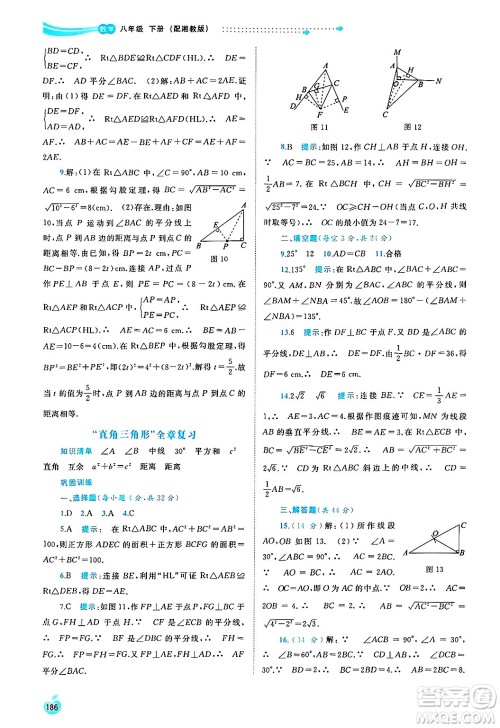 广西师范大学出版社2025年春新课程学习与测评同步学习八年级数学下册湘教版答案