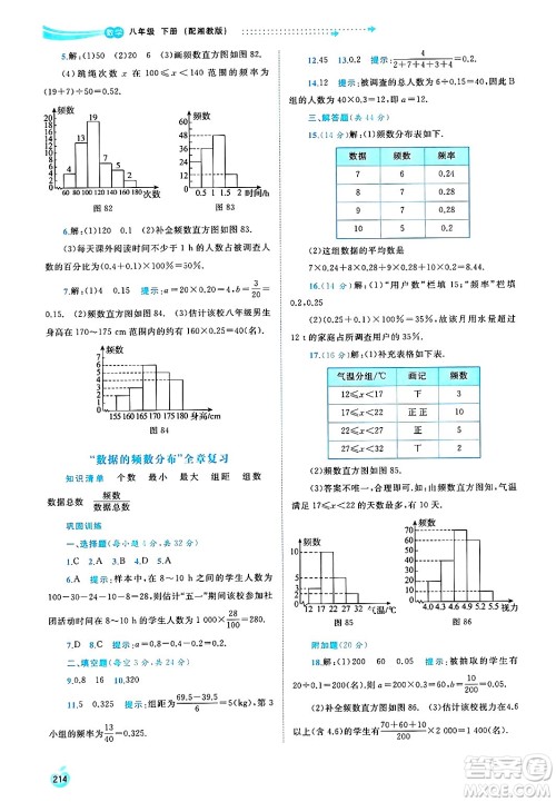 广西师范大学出版社2025年春新课程学习与测评同步学习八年级数学下册湘教版答案