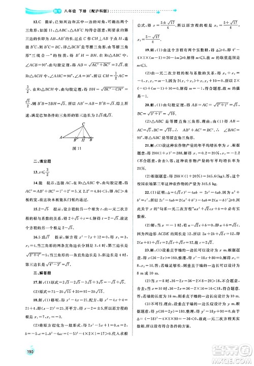 广西师范大学出版社2025年春新课程学习与测评同步学习八年级数学下册沪科版答案 广西师范大学出版社2025年春新课程学习与测评同步学习八年级数学下册沪科版答案