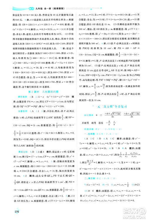 广西师范大学出版社2025年春新课程学习与测评同步学习九年级数学下册湘教版答案