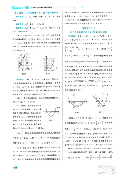 广西师范大学出版社2025年春新课程学习与测评同步学习九年级数学下册沪科版答案