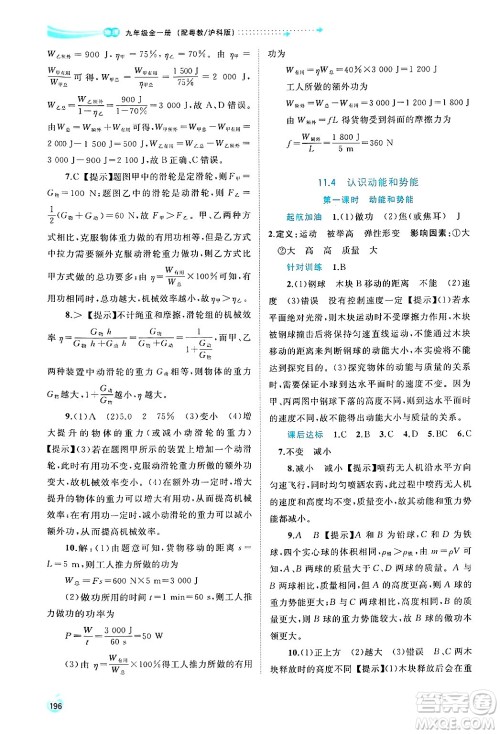 广西师范大学出版社2025年春新课程学习与测评同步学习九年级物理下册沪粤版答案