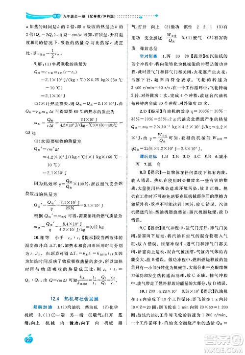 广西师范大学出版社2025年春新课程学习与测评同步学习九年级物理下册沪粤版答案