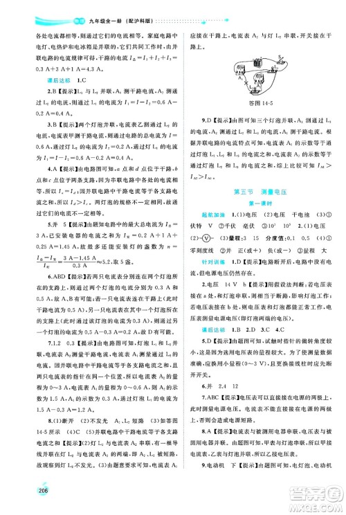广西师范大学出版社2025年春新课程学习与测评同步学习九年级物理下册沪科版答案