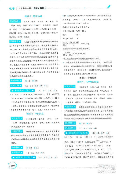 广西师范大学出版社2025年春新课程学习与测评同步学习九年级化学下册人教版答案