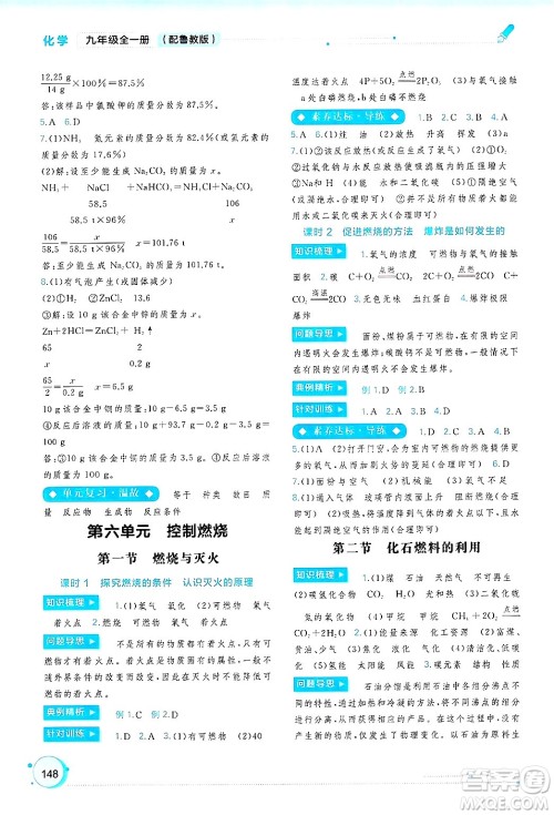 广西师范大学出版社2025年春新课程学习与测评同步学习九年级化学下册鲁教版答案