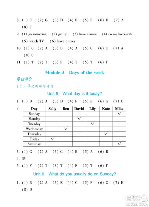 广州出版社2025年春阳光学业评价四年级英语下册教科版答案 广州出版社2025年春阳光学业评价四年级英语下册教科版答案