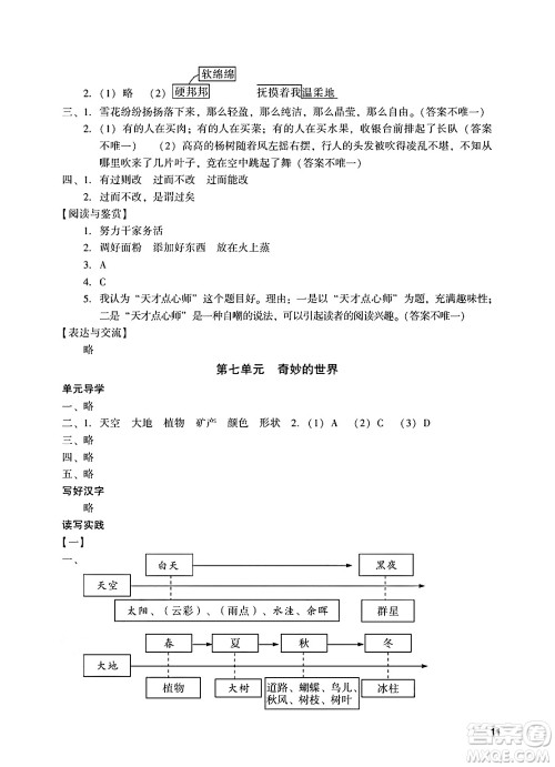 广州出版社2025年春阳光学业评价三年级语文下册人教版答案