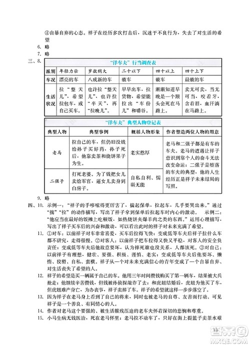 广州出版社2025年春阳光学业评价七年级语文下册人教版答案