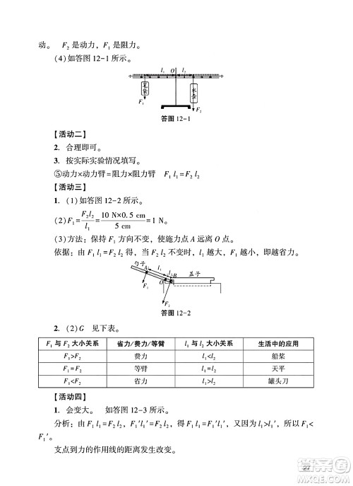 广州出版社2025年春阳光学业评价八年级物理下册人教版答案