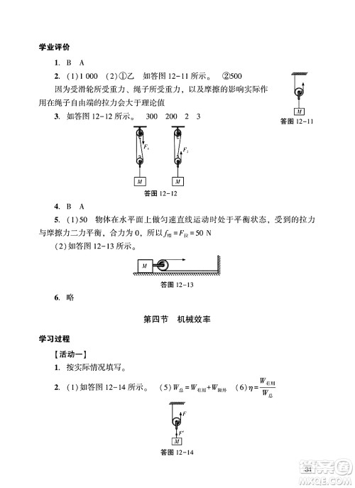 广州出版社2025年春阳光学业评价八年级物理下册人教版答案